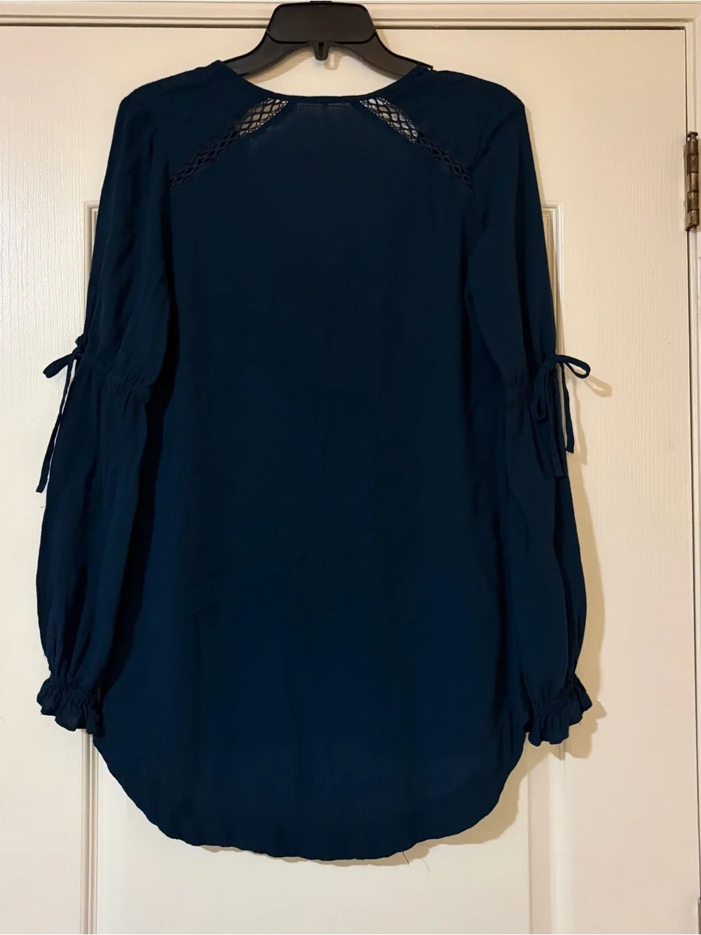 Lucky Brand Deep Navy Ruffle V-Neck Blouse